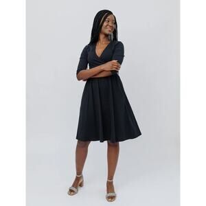 NEW Mata Traders Callie 3/4 Sleeve Wrap Dress Black XS